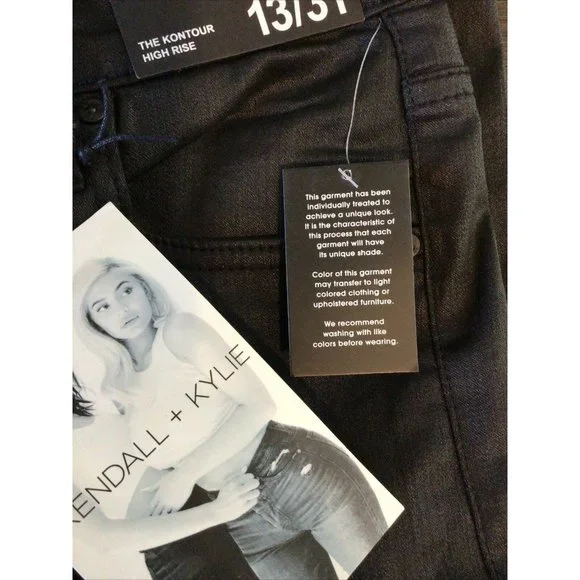 Kendall + Kylie Coated Black Kontour High Rise Pants, Sz 13/31 NWT - Picture 7 of 9